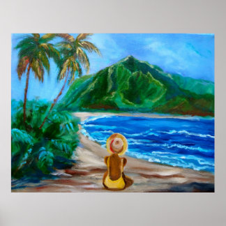 女の子のビーチ ポスター