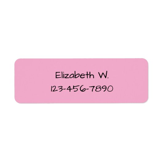 女の子のピンクと黒の名前と電話番号 ラベル (正面)