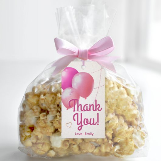 女の子のピンクのかわいい誕生日 ギフトタグ