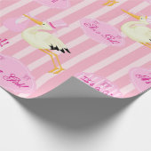 女の子のピンクのコかわいらしウノトリのテーマ ラッピングペーパー (角)