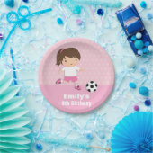 女の子のピンクのサッカーの誕生会はプレートを供給します ペーパープレート (パーティー)