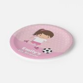 女の子のピンクのサッカーの誕生会はプレートを供給します ペーパープレート (アングル)