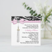 女の子のピンクのゼブラ 卒業おめでとうのご案内 招待状 (スタンド正面)