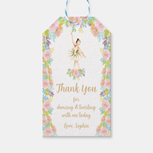 女の子のピンクのダンスパーティーにおすすめの編集可能なタグ ギフトタグ (正面)