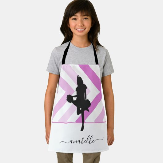 女の子のピンクのチアリーダー シルエット チアコーチ名 エプロン (インサイチュ)