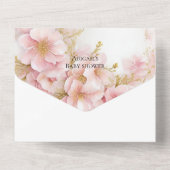 女の子のピンクのチークの花 オールインワン招待状 (裏面)