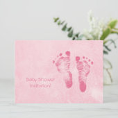 女の子のピンクのベビーの足のためのかわいいベビーシャワー 招待状 (スタンド正面)