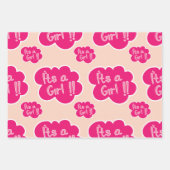 女の子のピンクのベビーシャワーです ラッピングペーパーシート (正面3)