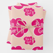 女の子のピンクのベビーシャワーです ラッピングペーパーシート (インサイチュ)