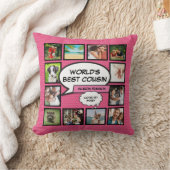女の子のピンクの世界で最高の従姉妹の楽しい写真コラージュ クッション (ブランケット)