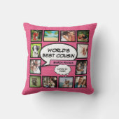 女の子のピンクの世界で最高の従姉妹の楽しい写真コラージュ クッション (裏面)