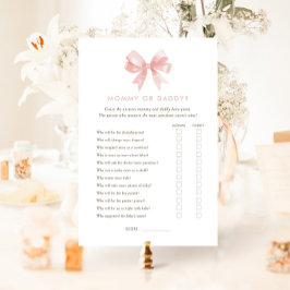 女の子のピンクの弓ママまたはパパ赤ちゃんシャワーゲーム