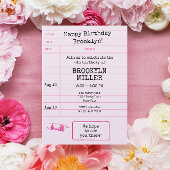 女の子のピンクの本のクラブの図書館カード 招待状