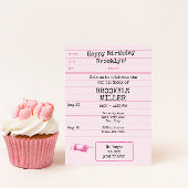 女の子のピンクの本のクラブ図書館カード 招待状