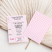 女の子のピンクの本のクラブ図書館カード 招待状