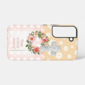 女の子のピンクの桃の花のバラの十字架 SAMSUNG GALAXYケース (裏面横)