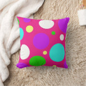 女の子のピンクの紫色のティール（緑がかった色）のためのカラフルな水玉模様 クッション (ブランケット)