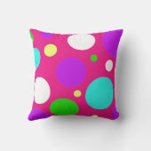 女の子のピンクの紫色のティール（緑がかった色）のためのカラフルな水玉模様 クッション (裏面)