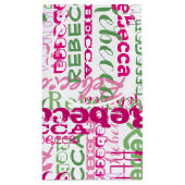 女の子のピンクの緑のおもしろいの名前のコラージュのすべてのプリント スモールペーパーバッグ (裏面)