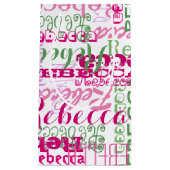 女の子のピンクの緑のおもしろいの名前のコラージュのすべてのプリント スモールペーパーバッグ (正面)