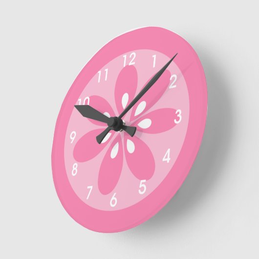 女の子のピンクの花の柱時計 ラウンド壁時計 (傾斜)