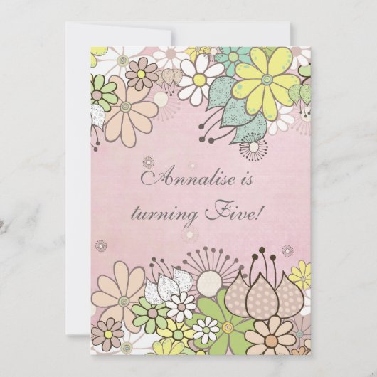 女の子のピンクの誕生会のカスタムな招待の招待状 招待状 (正面)