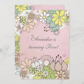 女の子のピンクの誕生会のカスタムな招待の招待状 招待状 (正面/裏面)