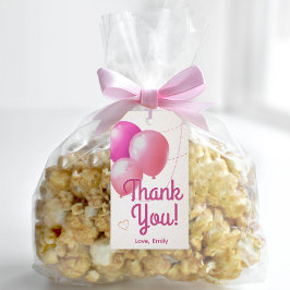 女の子のピンクの誕生日お礼 ギフトタグ