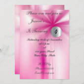 女の子のピンクの誕生日パーティー招待状 招待状 (正面/裏面)