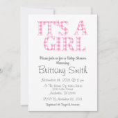 女の子のピンクシンプルと白の赤ちゃんシャワー 招待状 (正面)