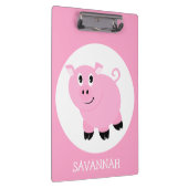 『女の子のピンパーソナライズされたクの漫画の豚』 クリップボード (右)