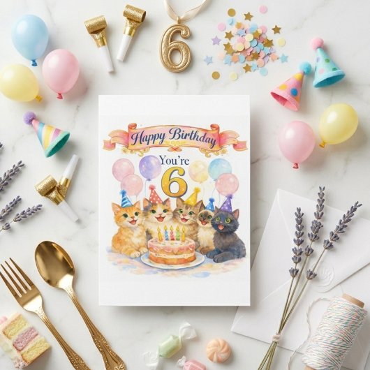 女の子のファンタジーな6歳の誕生日カード カード