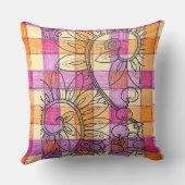 女の子のファンタジーの花カタツムリのギンガム枕 クッション (裏面)