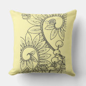 女の子のファンタジーの花カタツムリのギンガム枕 クッション (正面)