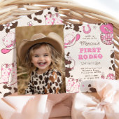 女の子のファーストロデオ 1歳の誕生日パーティーの写真 招待状