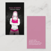 女の子のフィットネスのパーソナルトレーナーのグランジな暗闇 名刺 (正面/裏面)