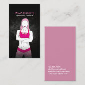 女の子のフィットネスのパーソナルトレーナーのグランジな暗闇 名刺 (正面/裏面)