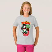 女の子のフェスティブスノーマンクリスマス かわいい ホリデー Tシャツ (正面フル)