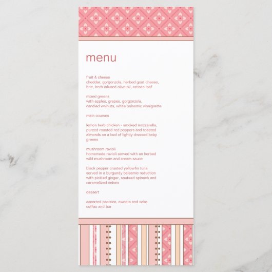 女の子のフクロウのピンクのベビーシャワーメニューカード メニュー (裏面)