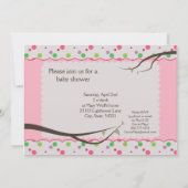 女の子のフクロウ家族のベビーシャワー 招待状 (裏面)