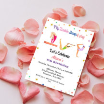 女の子のフリップタンブルのジャンプ遊と体操の誕生日