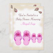 女の子のフリップフロップベビーシャワー招待状 招待状 (正面/裏面)