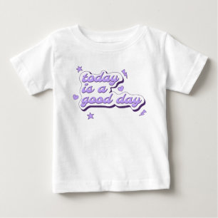 女の子のフレーズ スター ハート レイ パープル ベビーTシャツ