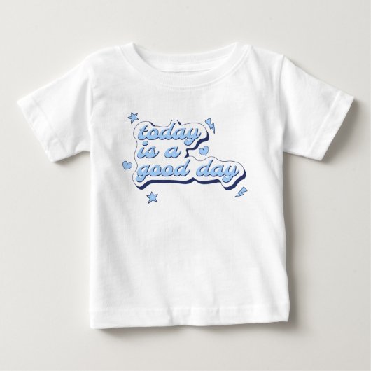 女の子のフレーズ スター ハート レイ ブルー ベビーTシャツ (正面)