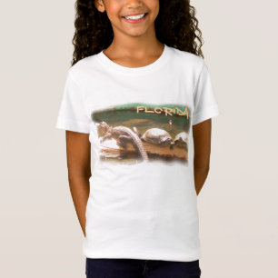 女の子のフロリダのカメのわにワイシャツ Tシャツ
