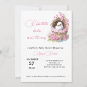 女の子のフローラの巣の赤ちゃんシャワーカード 招待状 (正面)