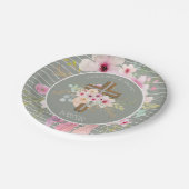 女の子のフローラクロスバウティゾバプティスピンクフラワーズ ペーパープレート (アングル)