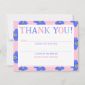 女の子のフローラピンク塗り込み – ありがとうノートカード サンキューカード (正面)