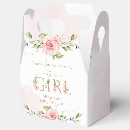 女の子のフローラ赤面の赤ちゃんシャワーありがとう フェイバーボックス (オープン)