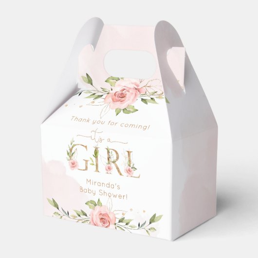 女の子のフローラ赤面の赤ちゃんシャワーありがとう フェイバーボックス (正面サイド)